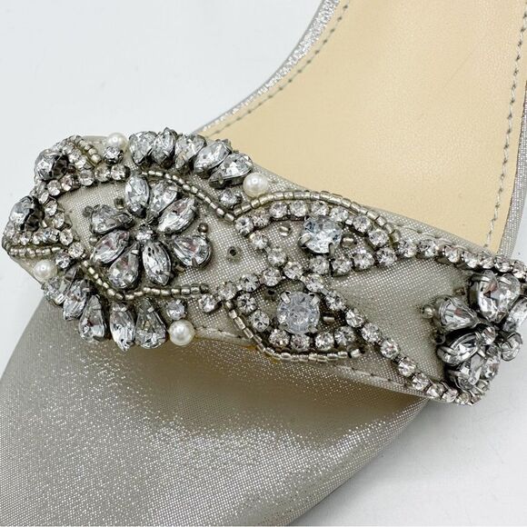 Betsey Johnson Women's Mel Jeweled Block Heels Sandals Silver Sz 8.5 WIDE - Picture 5 of 15